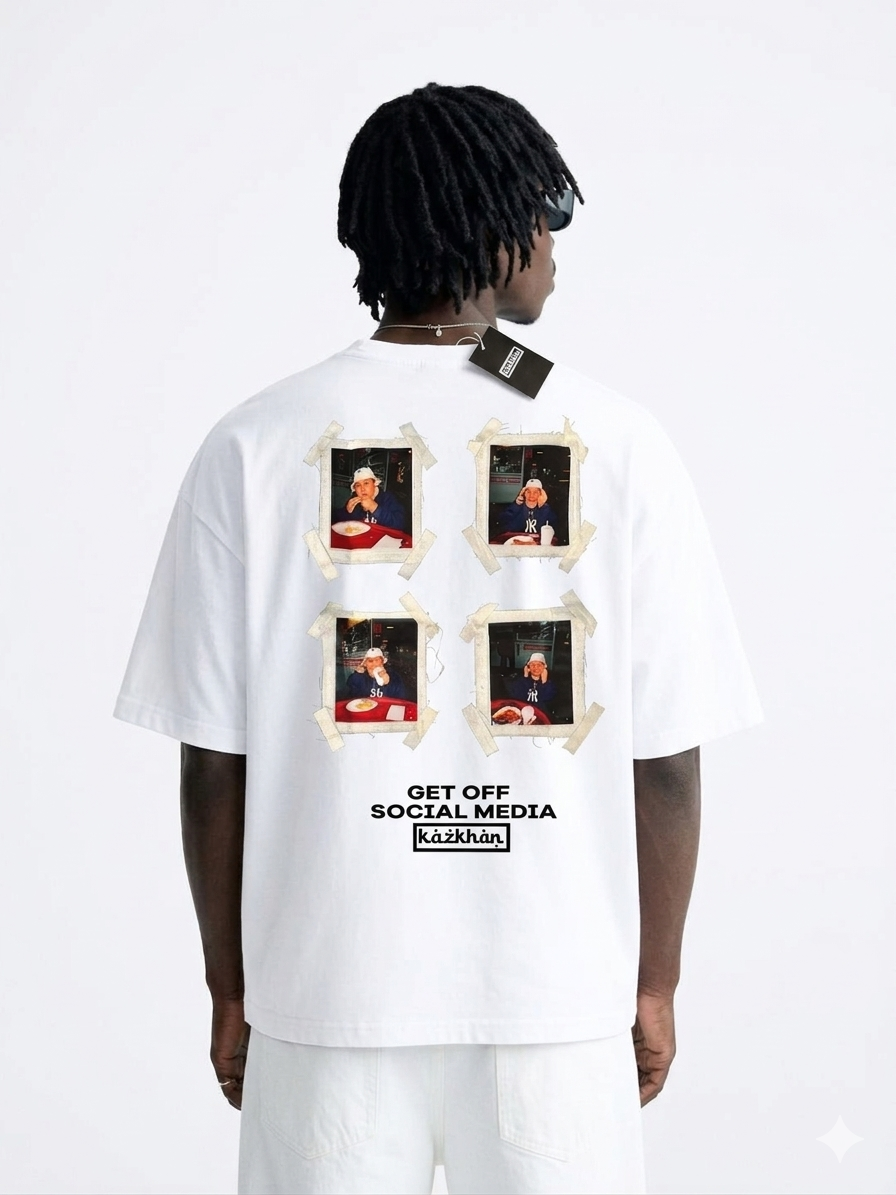 GET OFF SOCIAL MEDIA TSHIRT WHITE